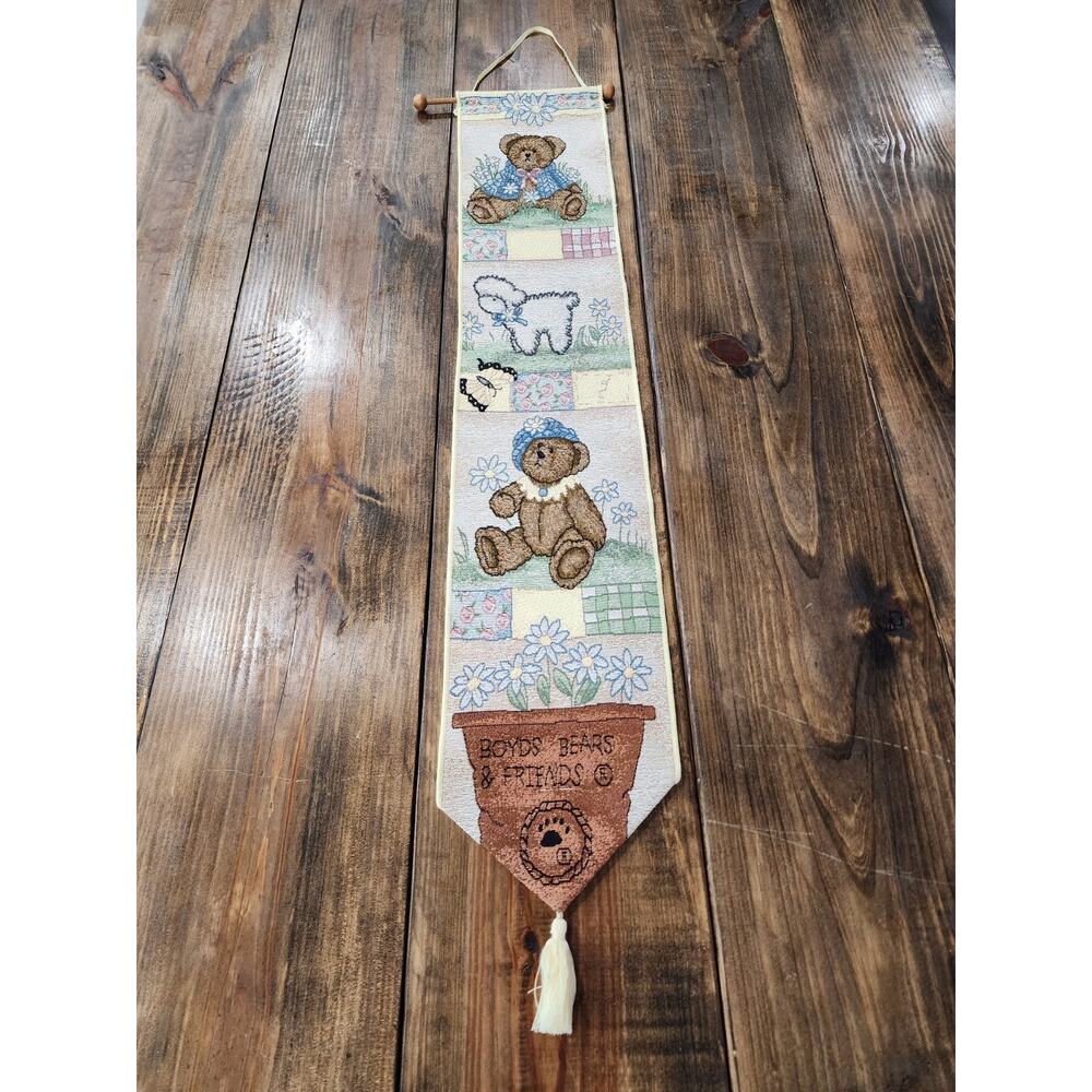 Boyds Bears Daisy Fields Lamb Butterfly Nursery Tapestry Wall Hanging Bellpull